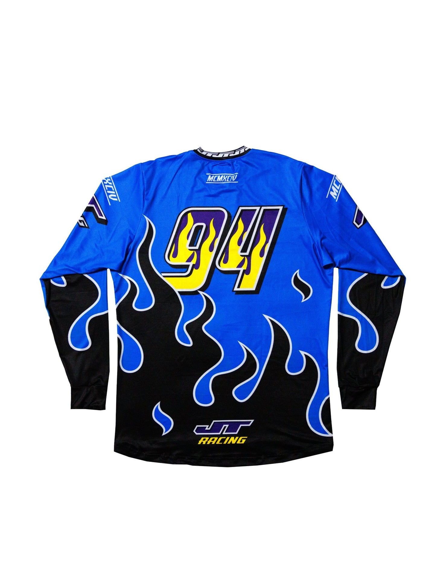 90s Blue Flame Jersey (Blue, Purple, Yellow) - JT Racing USA