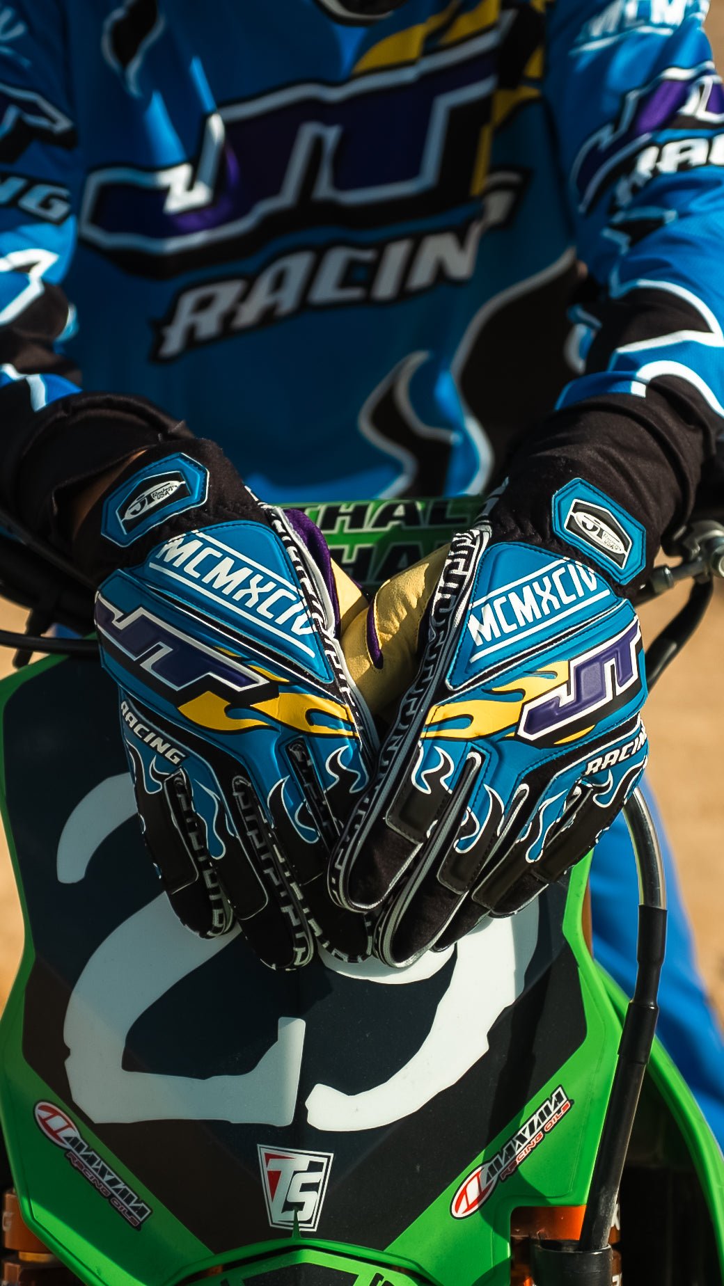 Blue Flame 90s Gloves - JT Racing USA