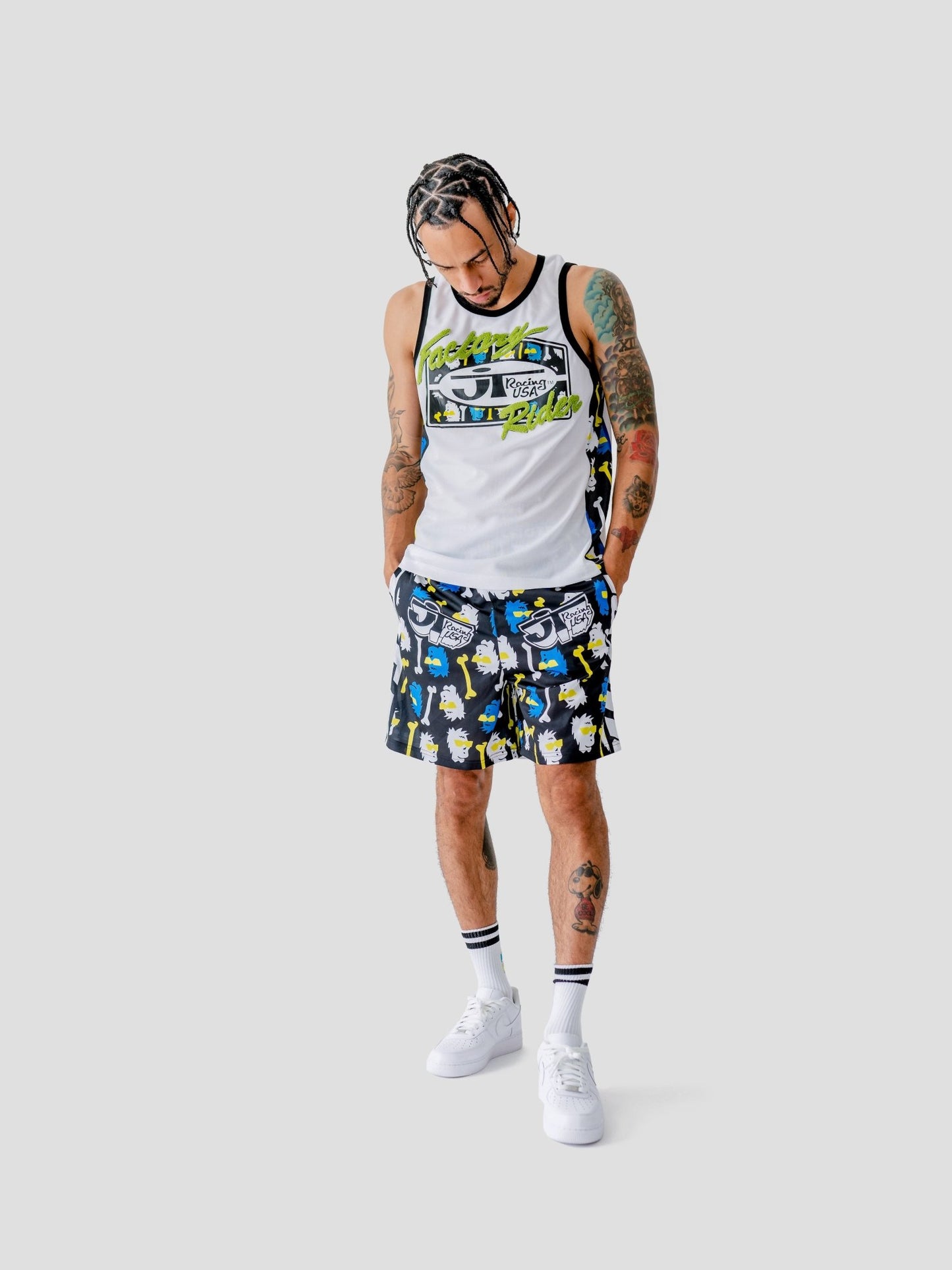 Bad Bones Shorts - Black and Lime - JT Racing USA