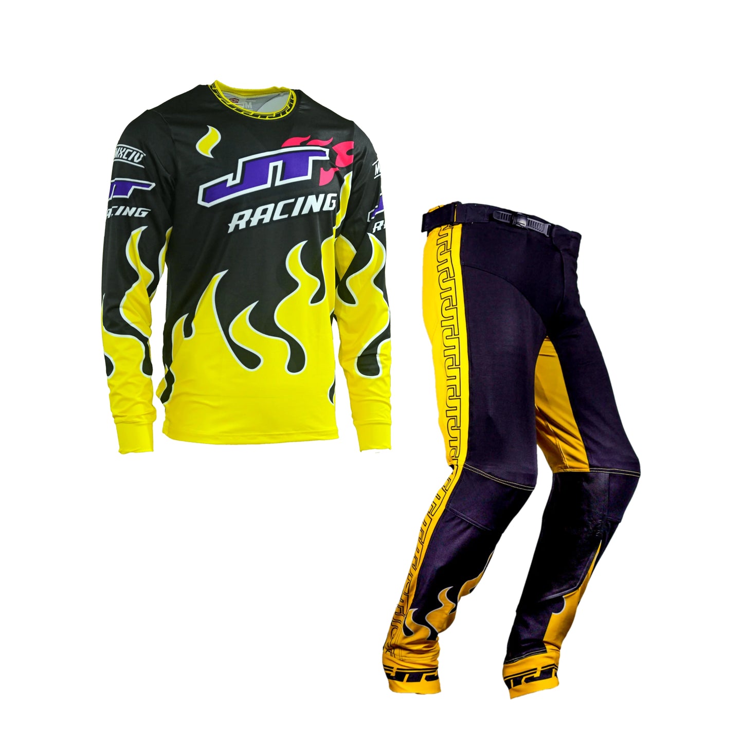 90s Flame Jersey & Pants MX Combo - Yellow