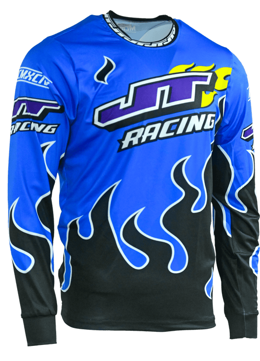 90s Blue Flame Jersey (Blue, Purple, Yellow) - JT Racing USA