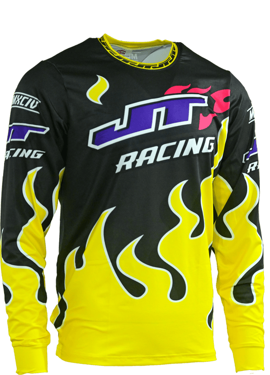 90s Yellow Flame Jersey (Yellow, Purple, Black) - JT Racing USA