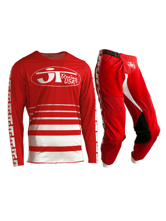 JT Racing Flo-Form Jersey and Pants Combo( Red and White)