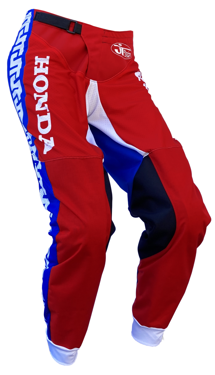 1970s JT Racing Team Honda Jersey and Moto Pant Combo (Red, White and Blue)