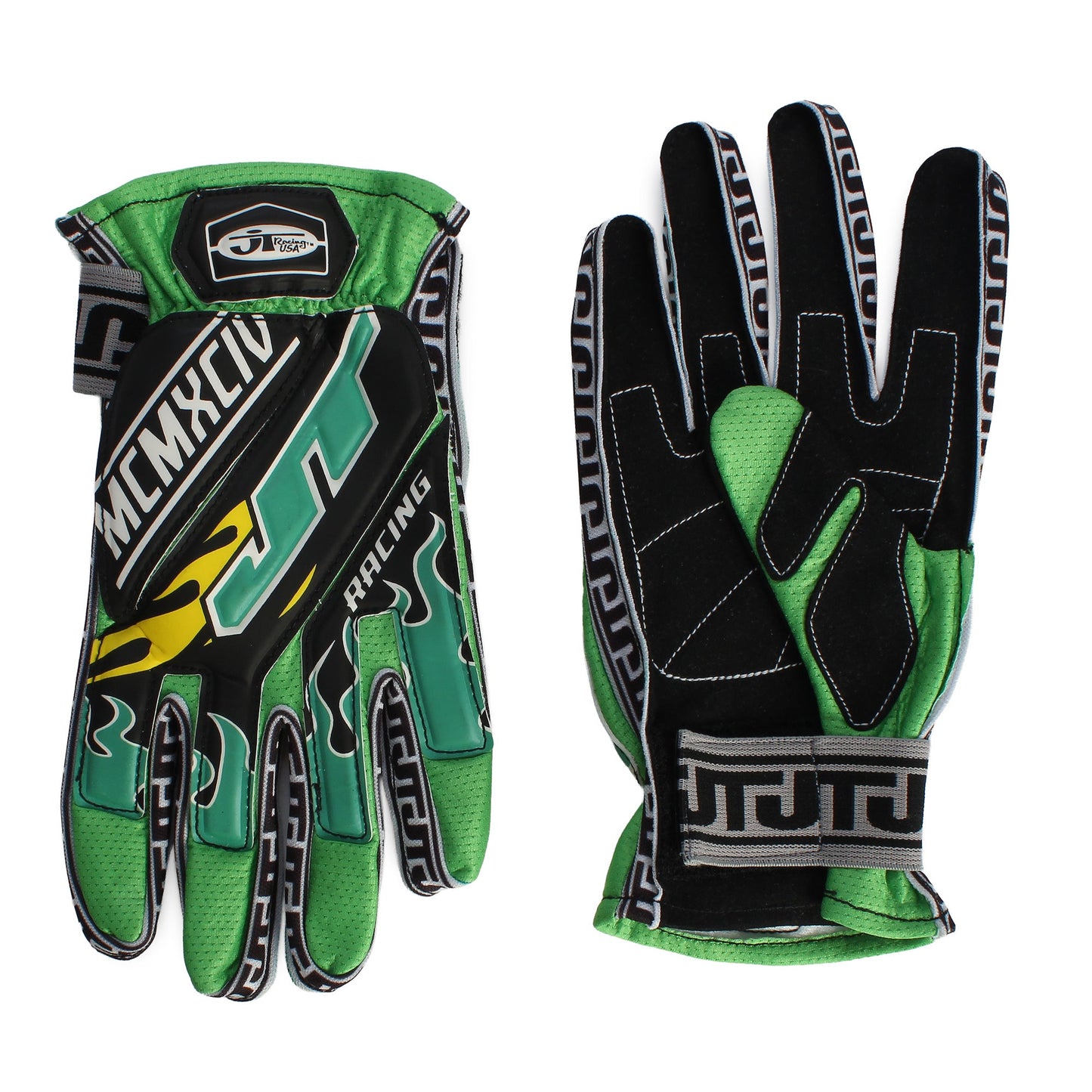 Green Flame 90s Gloves - JT Racing USA
