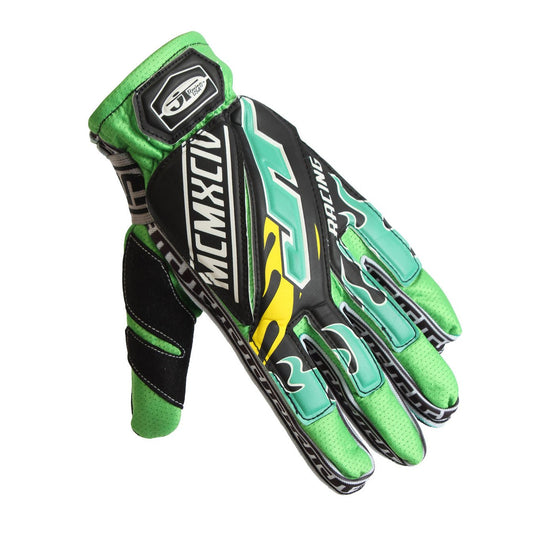 Green Flame 90s Gloves - JT Racing USA