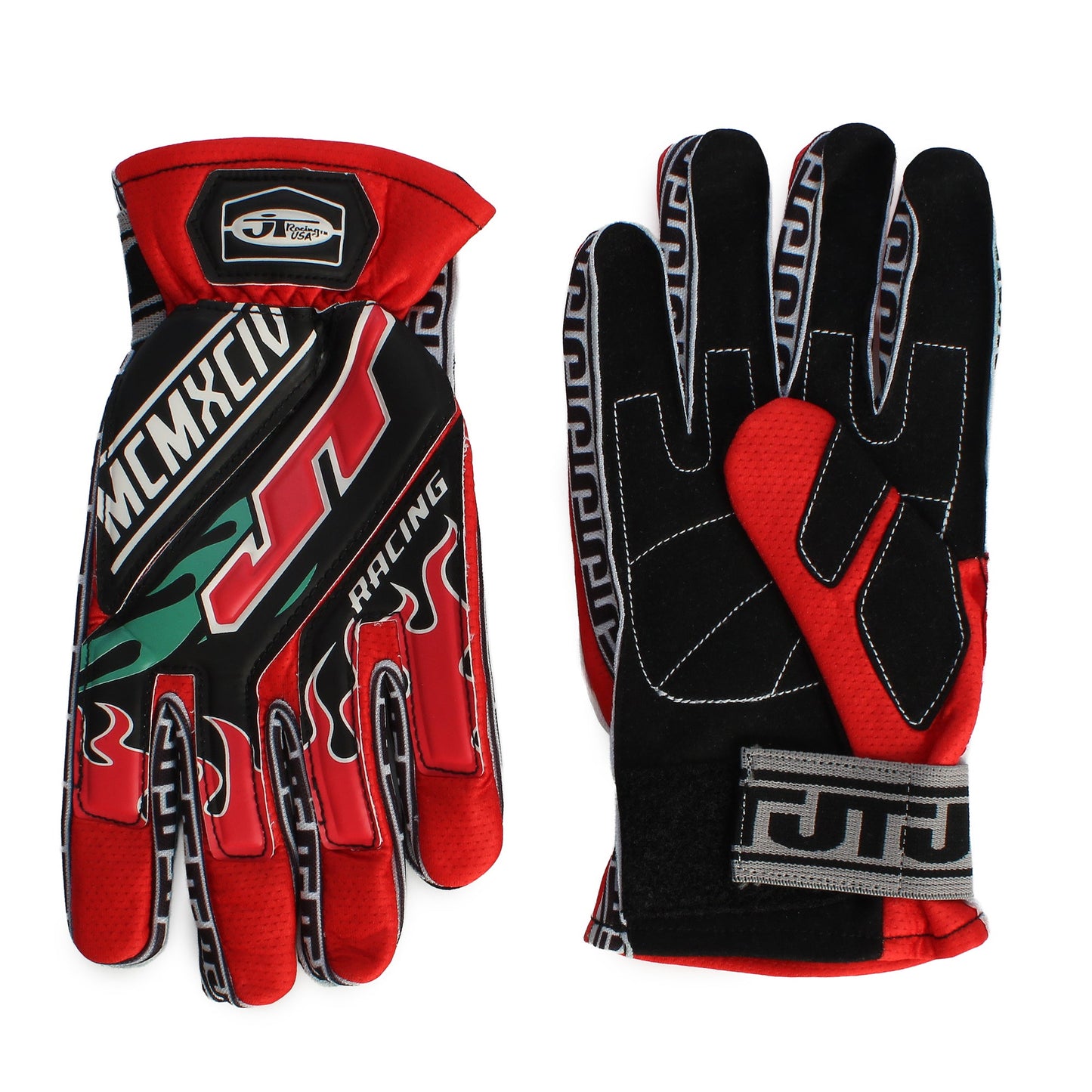 Red Flame 90s Gloves - JT Racing USA