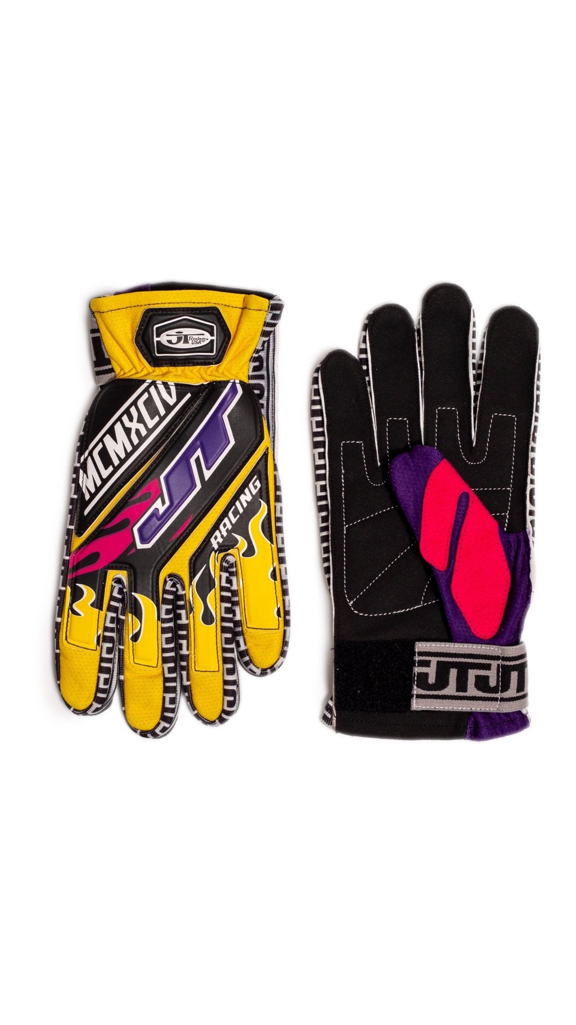 Yellow Flame 90s Gloves - JT Racing USA