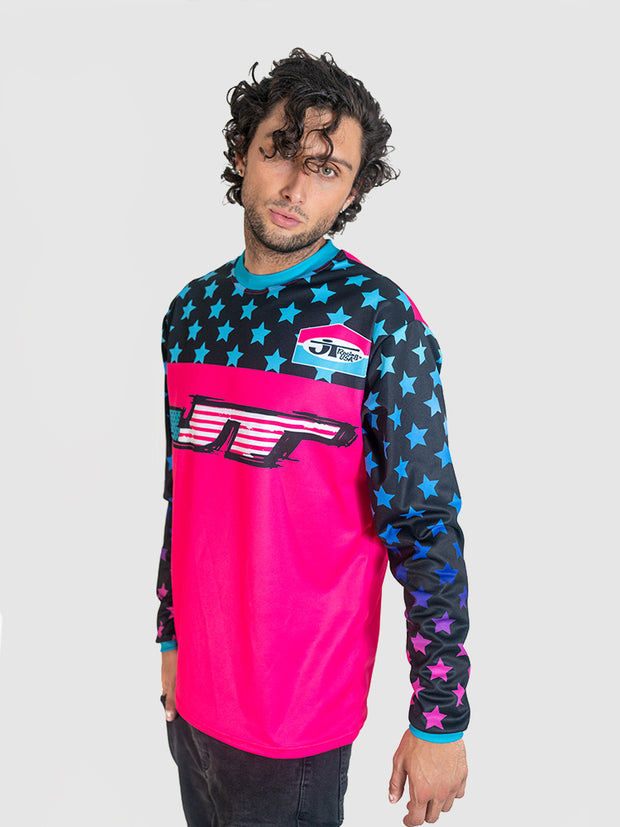JT Racing Rock Star Jersey - Pink and Black