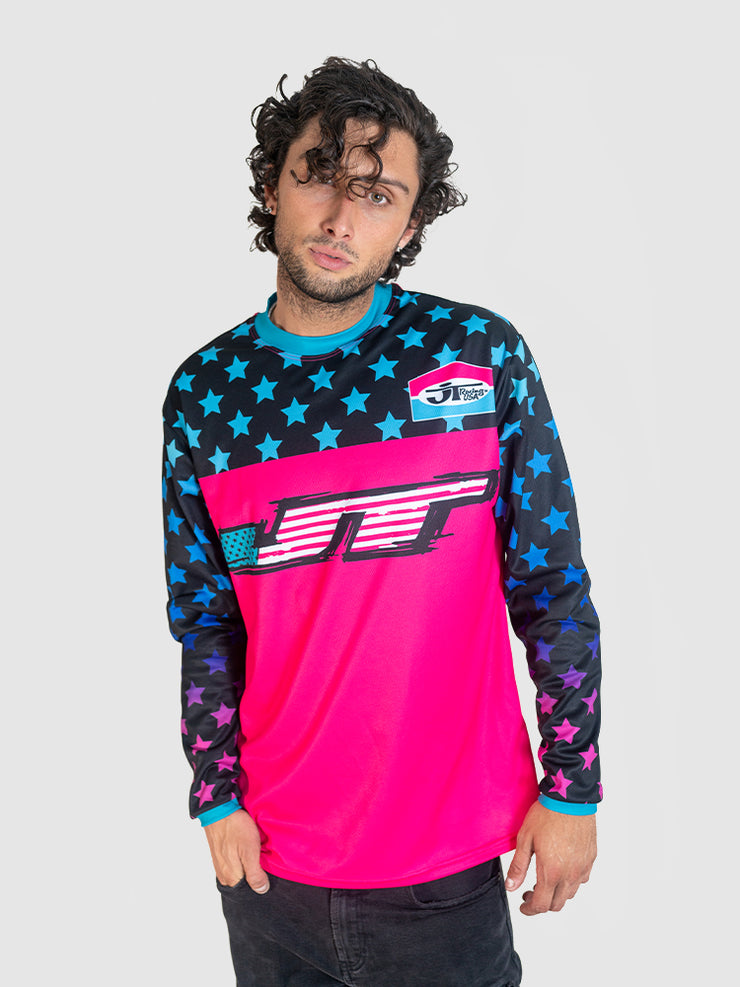JT Racing Rock Star Jersey - Pink and Black