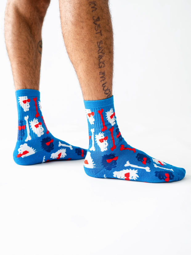 Bad Bones All Over Print Socks - Blue