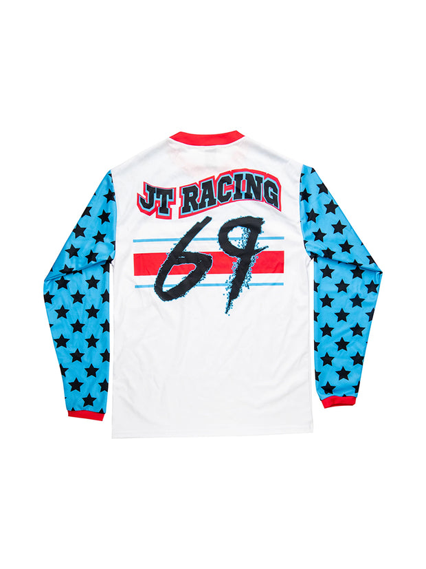 Kids JT Racing Rock Star Jersey - White and Blue